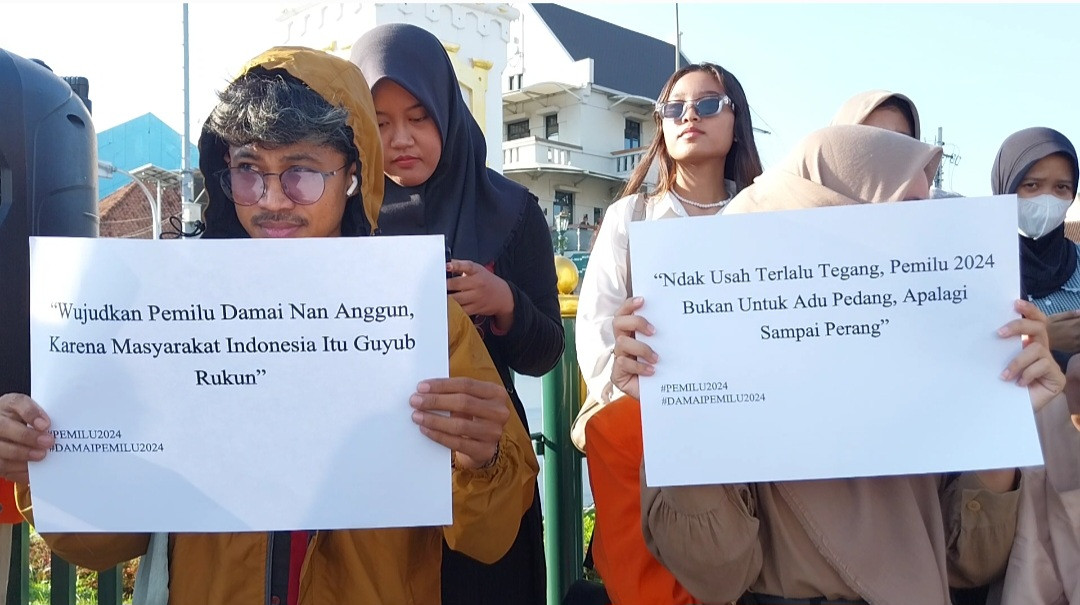 Tolak Cebong Dan Kampret, Ratusan Mahasiswa Serukan Pemilu Damai di Tugu Yogyakarta
